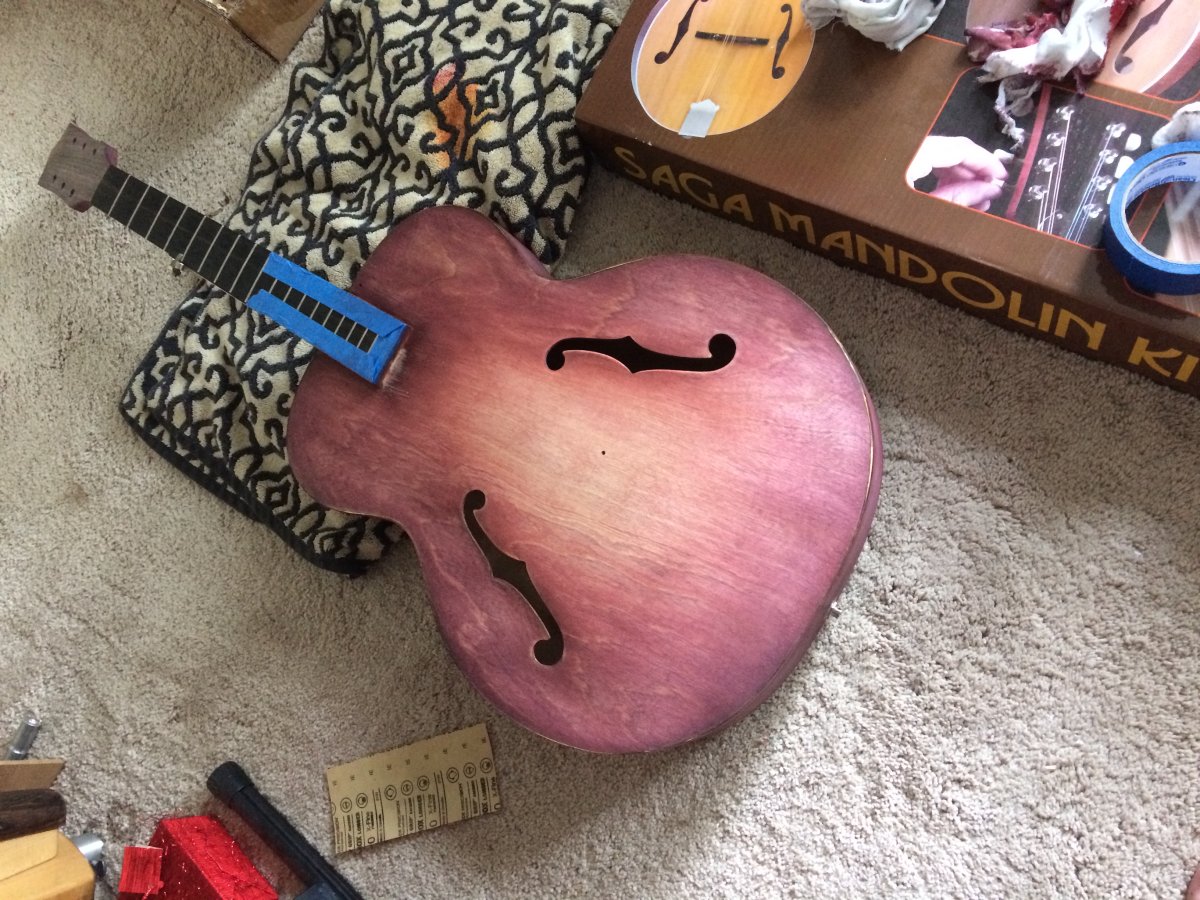 part way through staining and french polishing the top